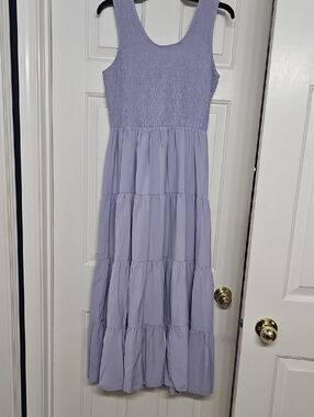 Lavender Tiered Smocked Maxi Dress